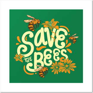 Save The Bees flowers nature honey bee lovers gift Posters and Art